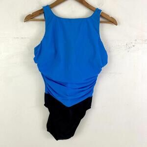 MIRACLESUIT blue and black Rock solid Regatta one piece swimsuit